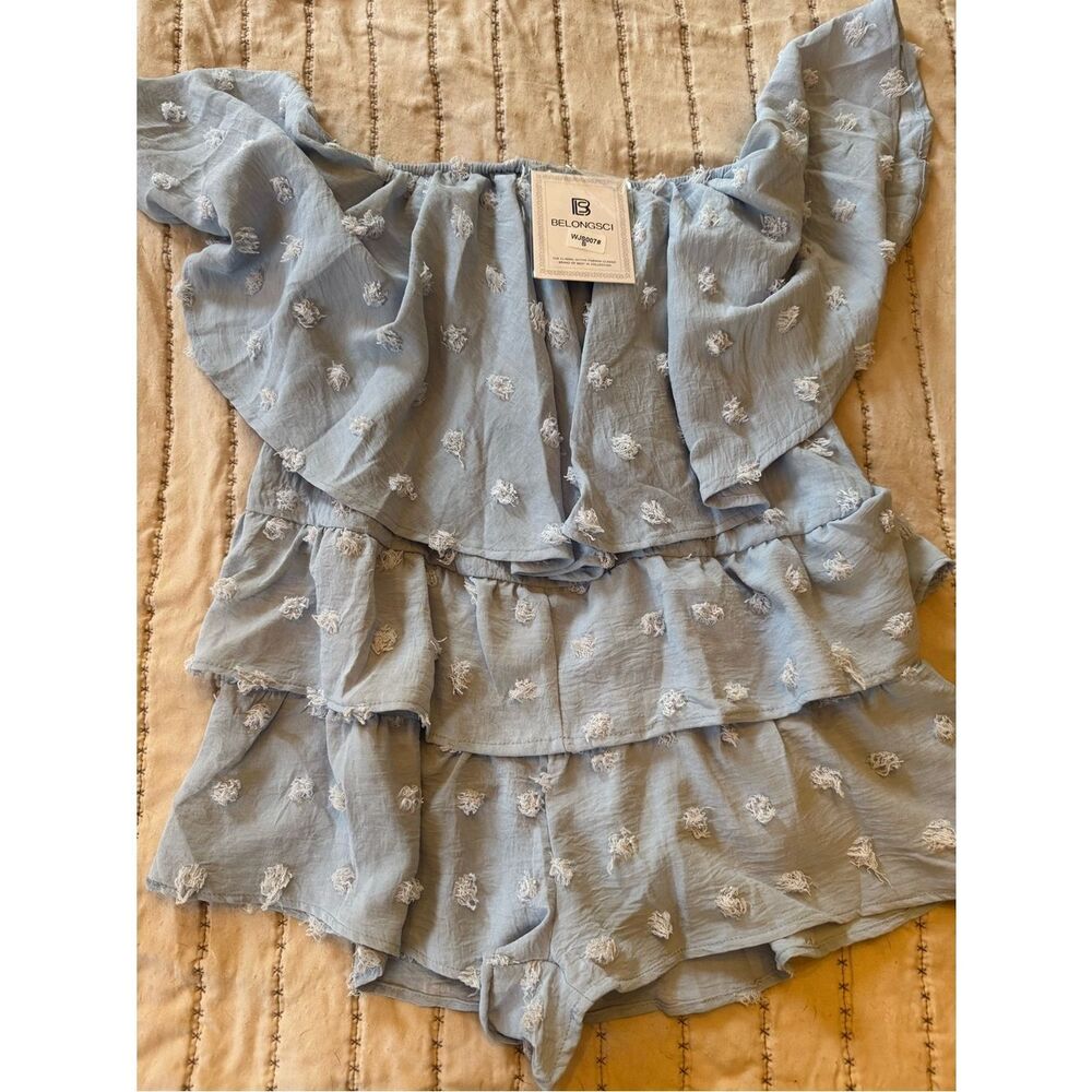 0062 BelongSCI Light Blue Ruffled romper